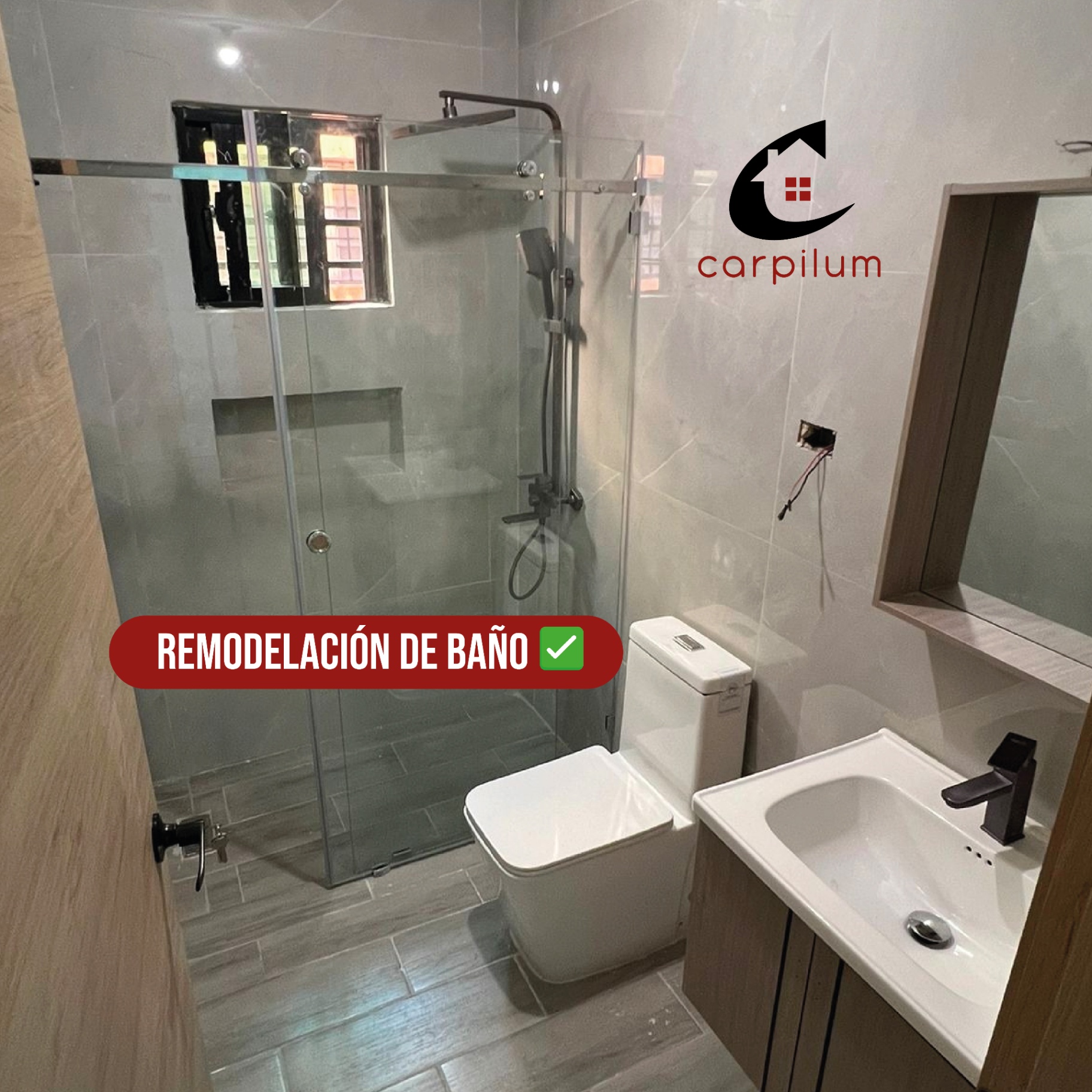 Remodelación de baño — Mampara y mobiliario